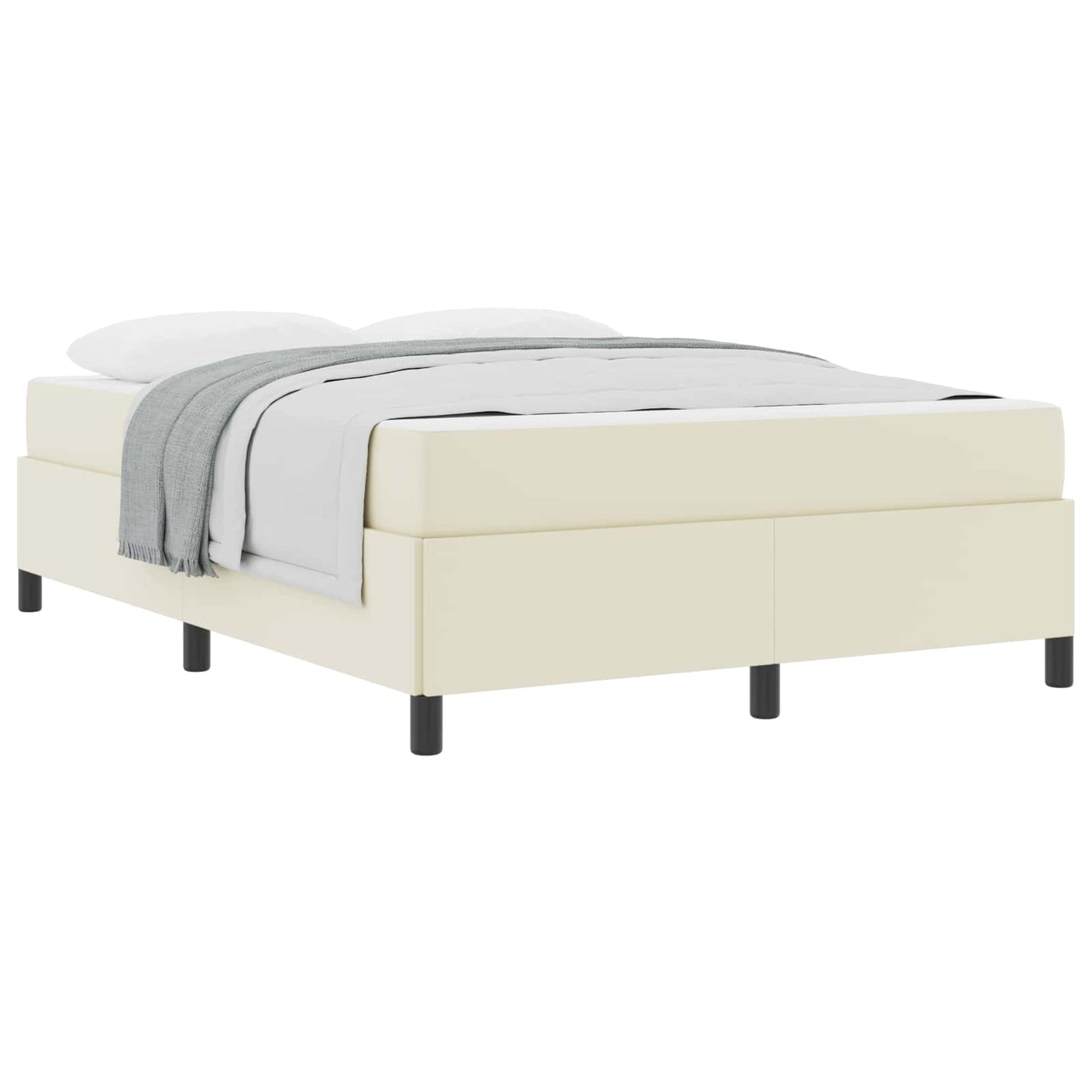vidaXL Σκελετός Κρεβατιού με στρώμα Κρεμ 160 x 200 cm ύφασμα