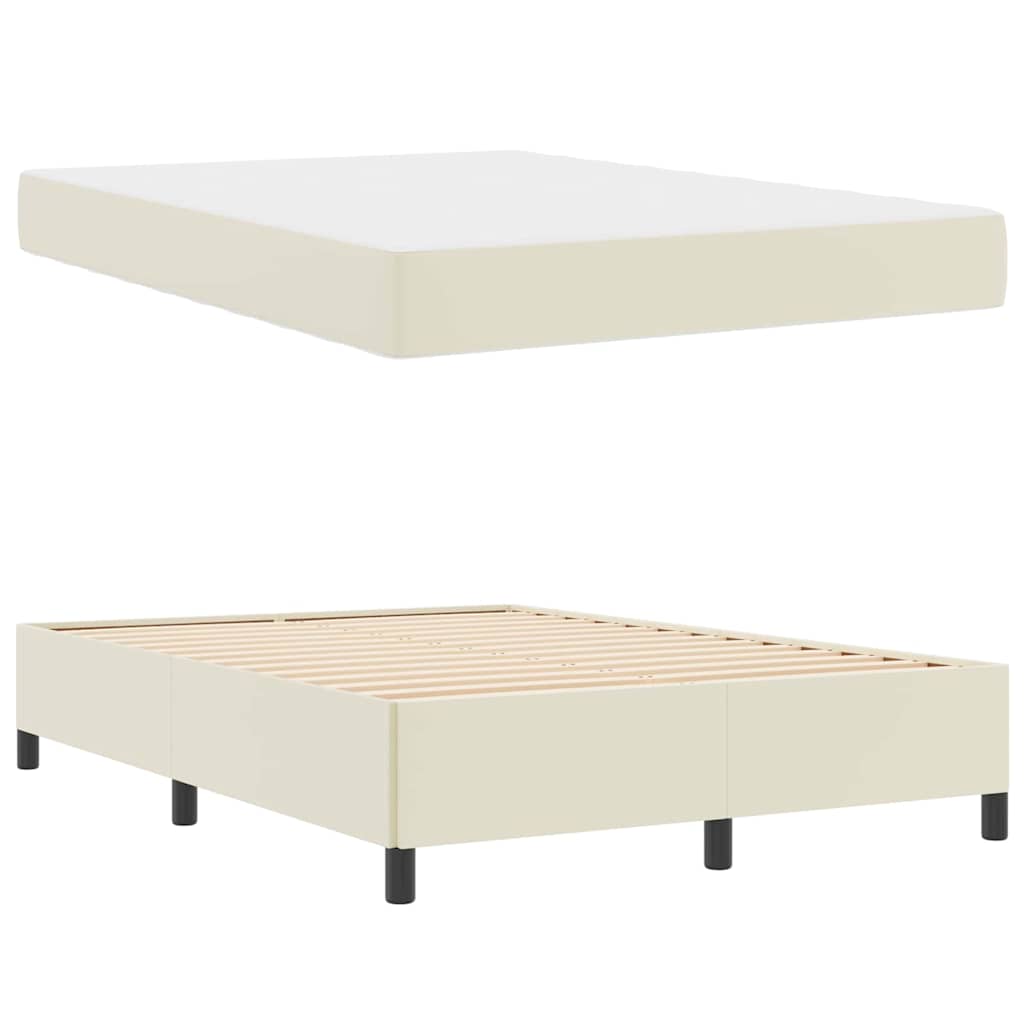 vidaXL Σκελετός Κρεβατιού με στρώμα Κρεμ 160 x 200 cm ύφασμα