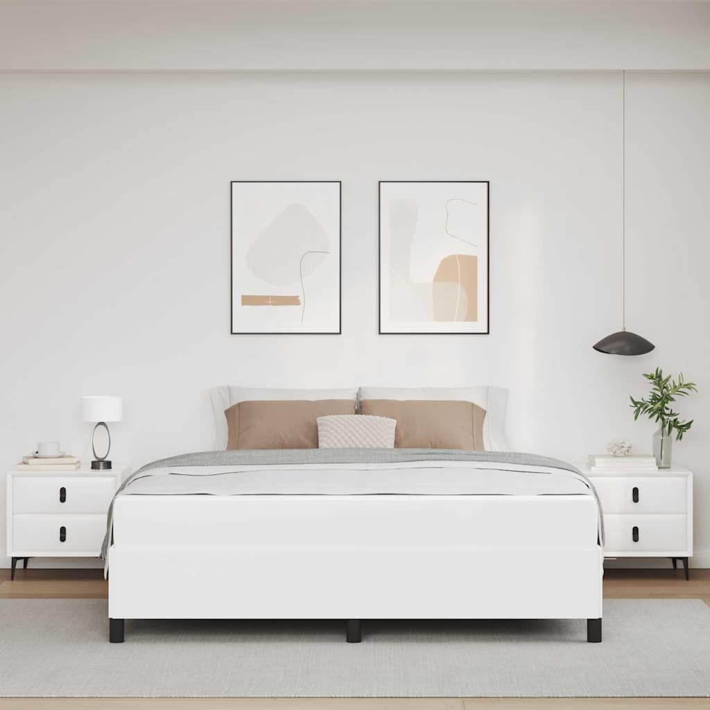 vidaXL Σκελετός Κρεβατιού με στρώμα Λευκό 180 x 200 cm ύφασμα