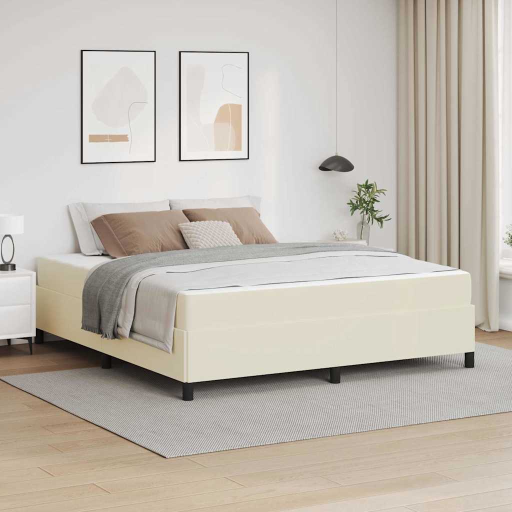 vidaXL Σκελετός Κρεβατιού με στρώμα Κρεμ 180 x 200 cm ύφασμα