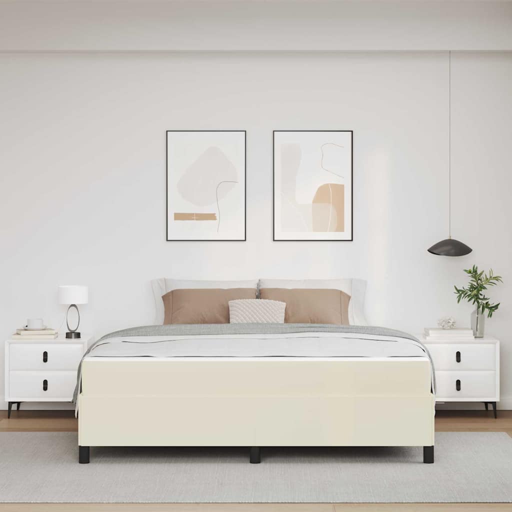 vidaXL Σκελετός Κρεβατιού με στρώμα Κρεμ 180 x 200 cm ύφασμα