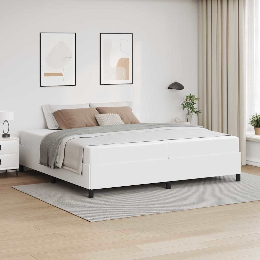 vidaXL Σκελετός Κρεβατιού με στρώμα Λευκό 200 x 200 cm ύφασμα