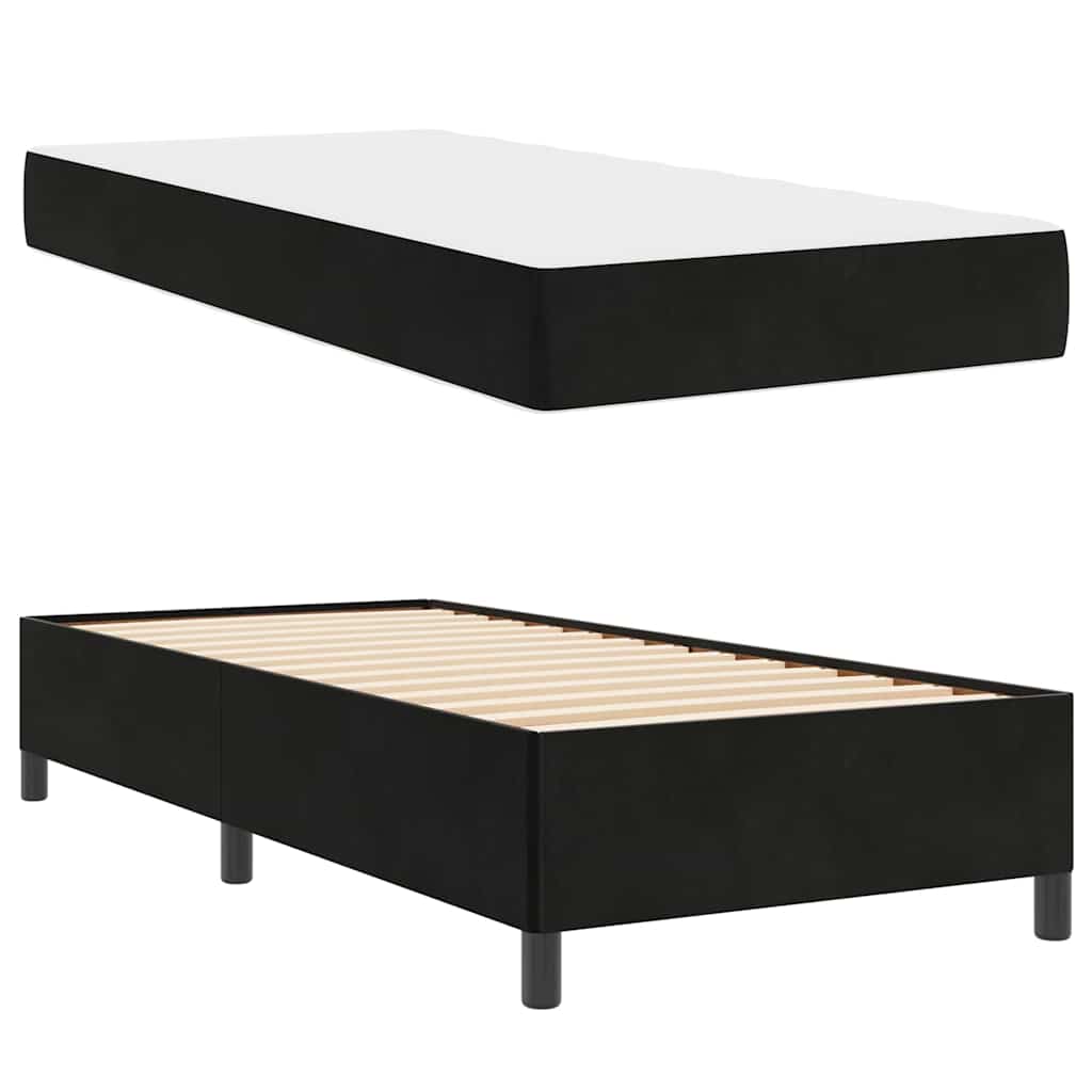 vidaXL Σκελετός Κρεβατιού με στρώμα Μαύρο 90 x 190 cm ύφασμα