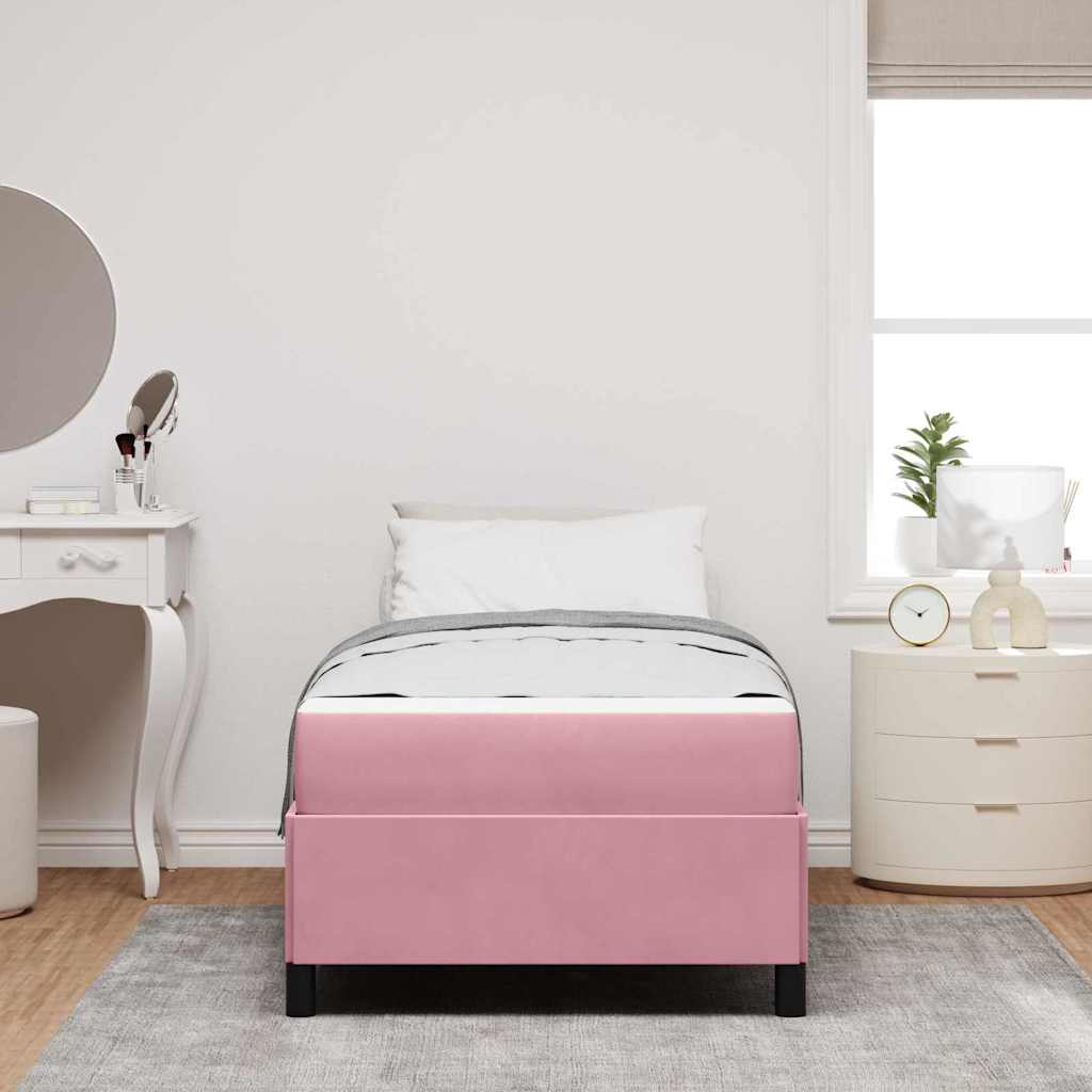 vidaXL Σκελετός Κρεβατιού με στρώμα Ροζ 90 x 190 cm ύφασμα