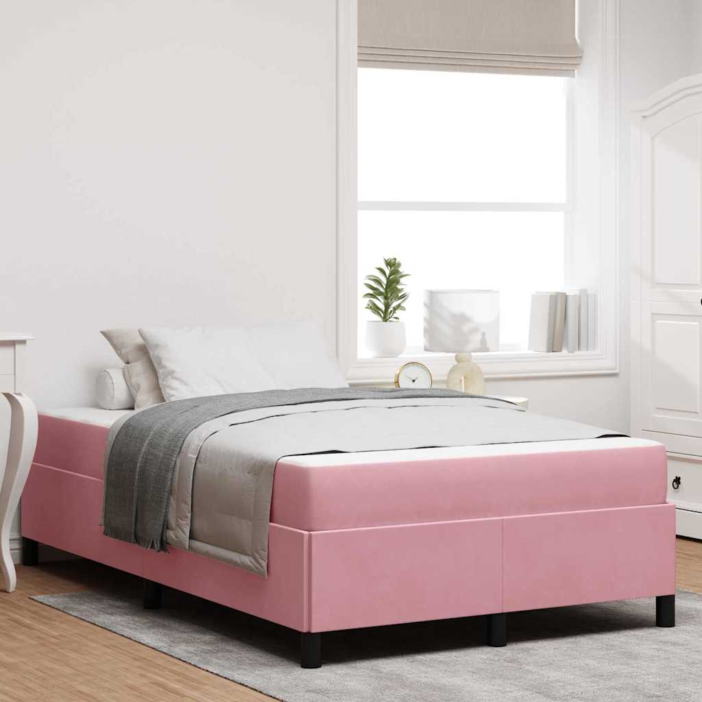 vidaXL Σκελετός Κρεβατιού με στρώμα Ροζ 120 x 190 cm ύφασμα