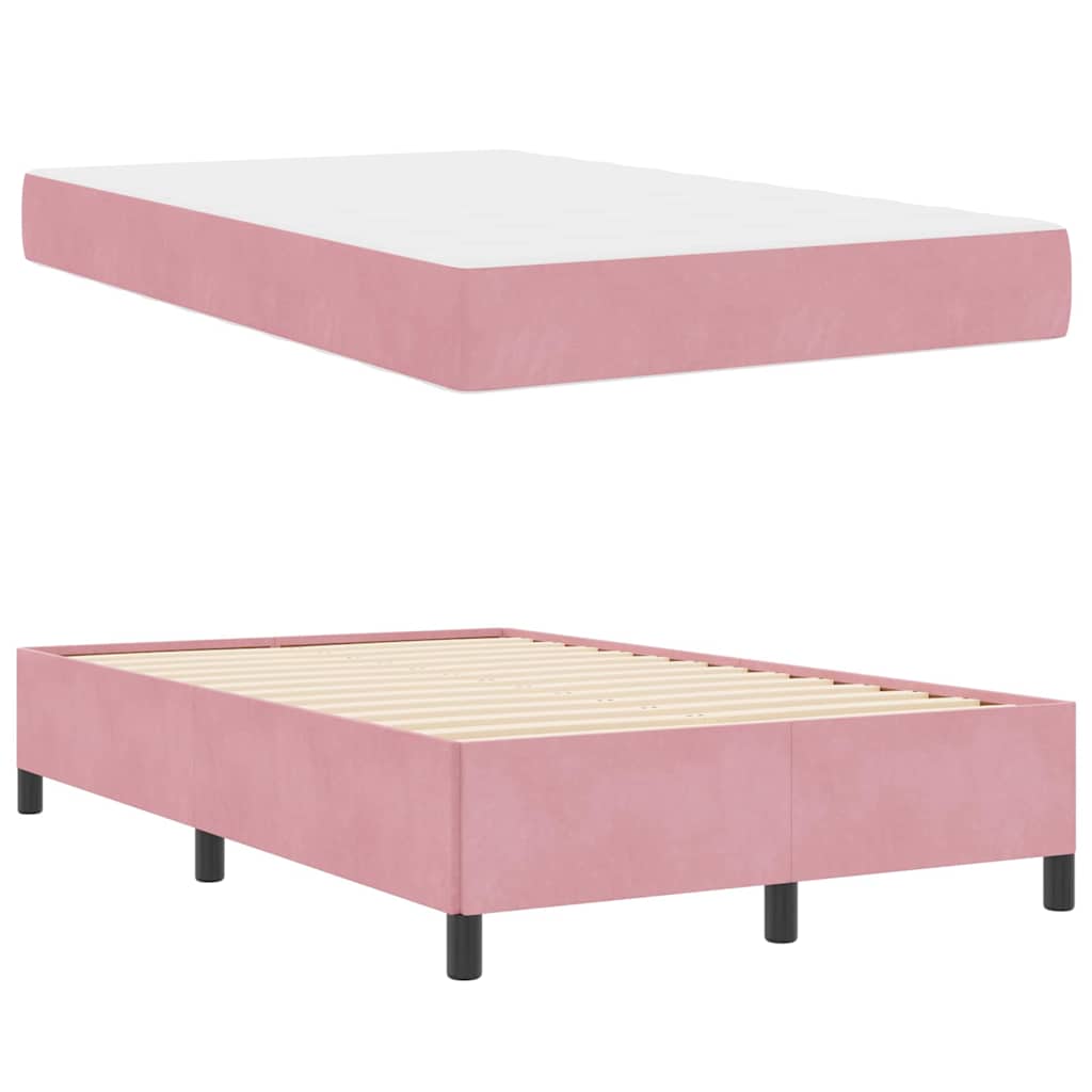 vidaXL Σκελετός Κρεβατιού με στρώμα Ροζ 120 x 190 cm ύφασμα