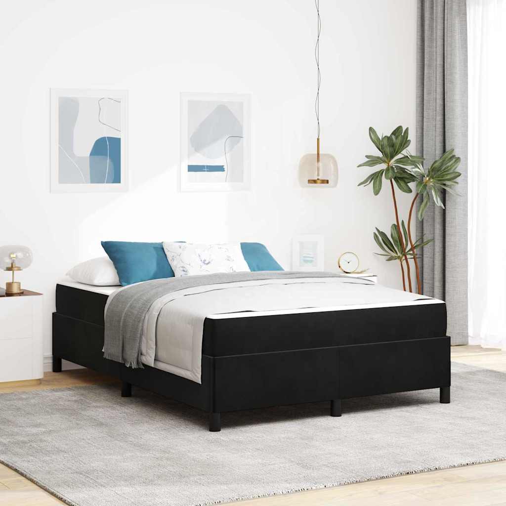 vidaXL Σκελετός Κρεβατιού με στρώμα Μαύρο 140 x 190 cm ύφασμα