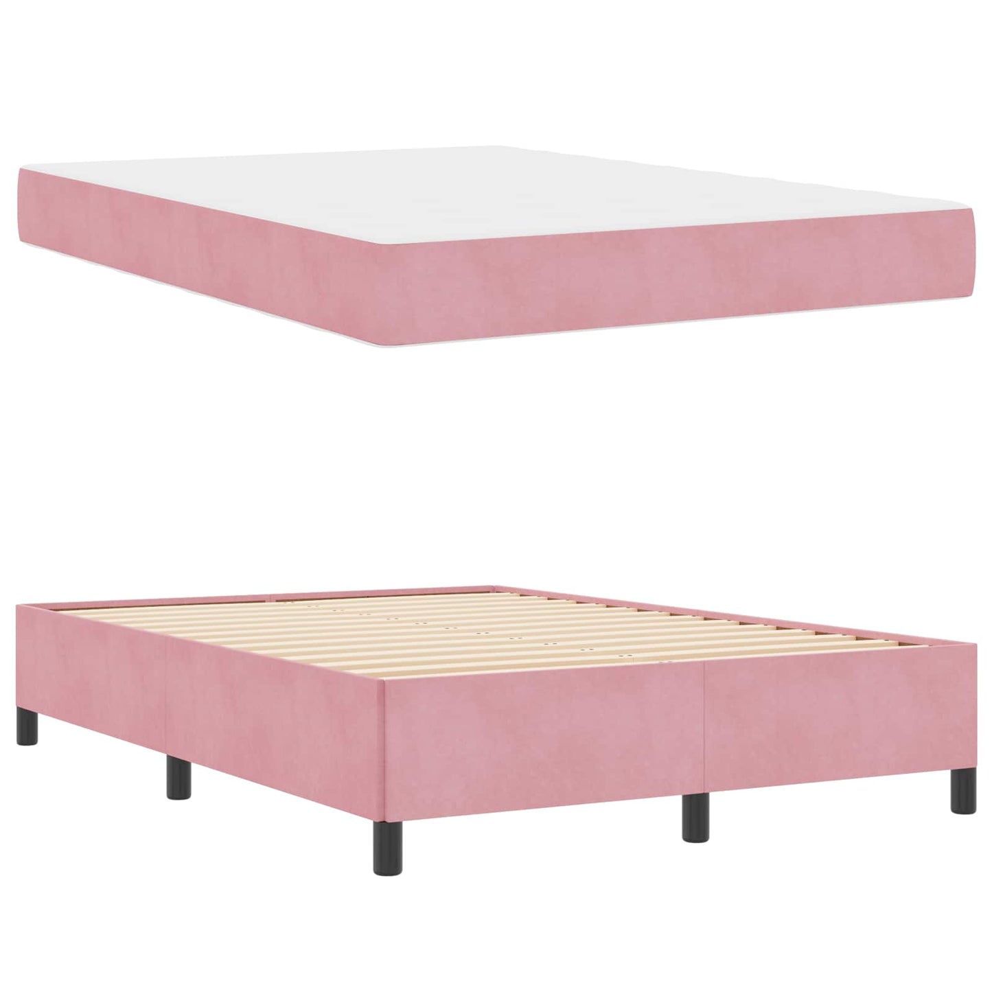 vidaXL Σκελετός Κρεβατιού με στρώμα Ροζ 160 x 200 cm ύφασμα