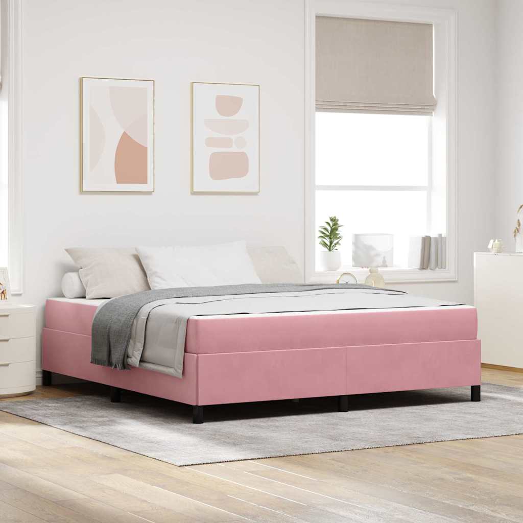 vidaXL Σκελετός Κρεβατιού με στρώμα Ροζ 180 x 200 cm ύφασμα