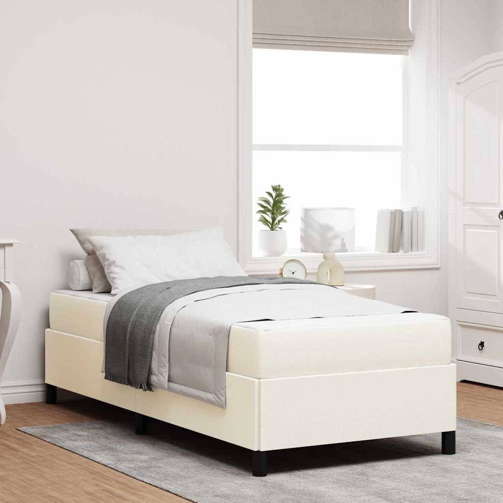 vidaXL Σκελετός Κρεβατιού με στρώμα Κρεμ 90 x 190 cm ύφασμα