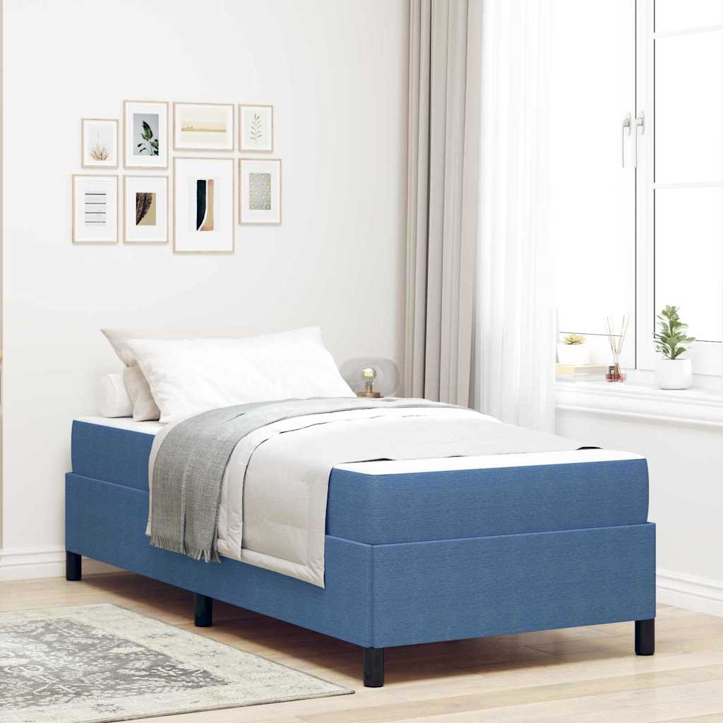 vidaXL Σκελετός Κρεβατιού με στρώμα Μπλε 90 x 190 cm ύφασμα