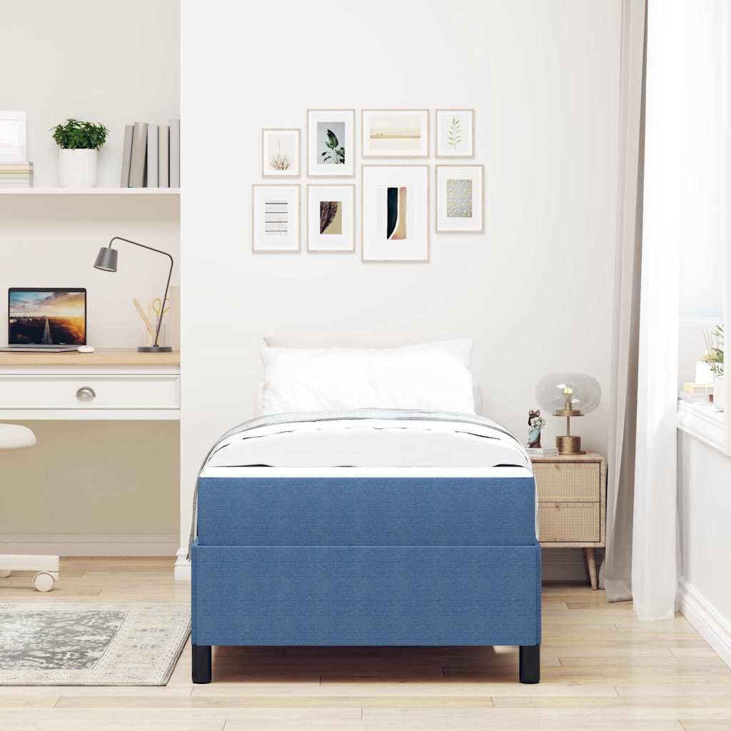 vidaXL Σκελετός Κρεβατιού με στρώμα Μπλε 90 x 190 cm ύφασμα
