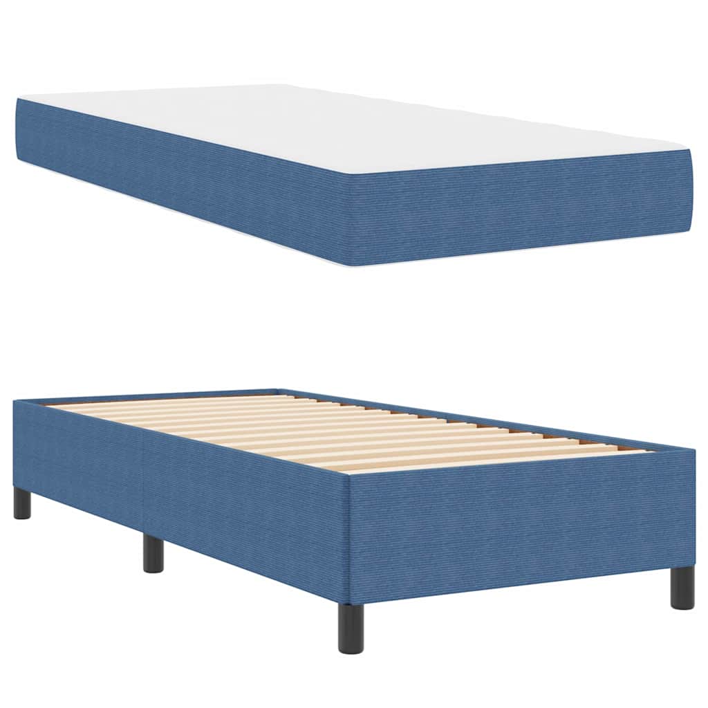 vidaXL Σκελετός Κρεβατιού με στρώμα Μπλε 90 x 190 cm ύφασμα