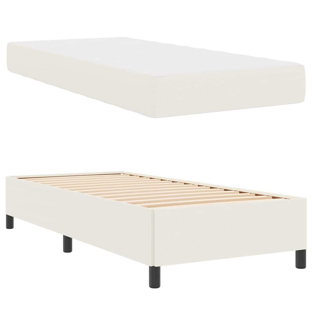 vidaXL Σκελετός Κρεβατιού με στρώμα Κρεμ 90 x 200 cm ύφασμα