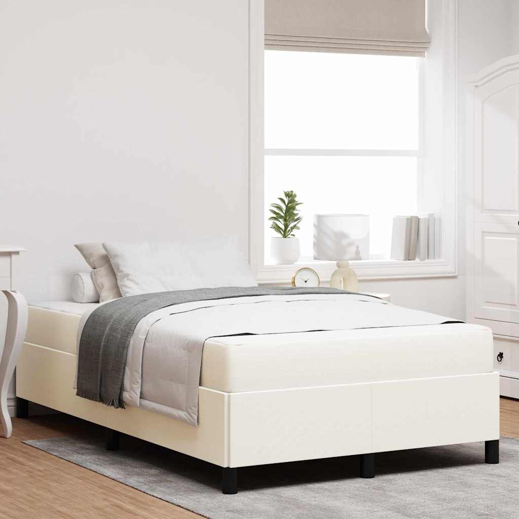 vidaXL Σκελετός Κρεβατιού με στρώμα Κρεμ 120 x 190 cm ύφασμα