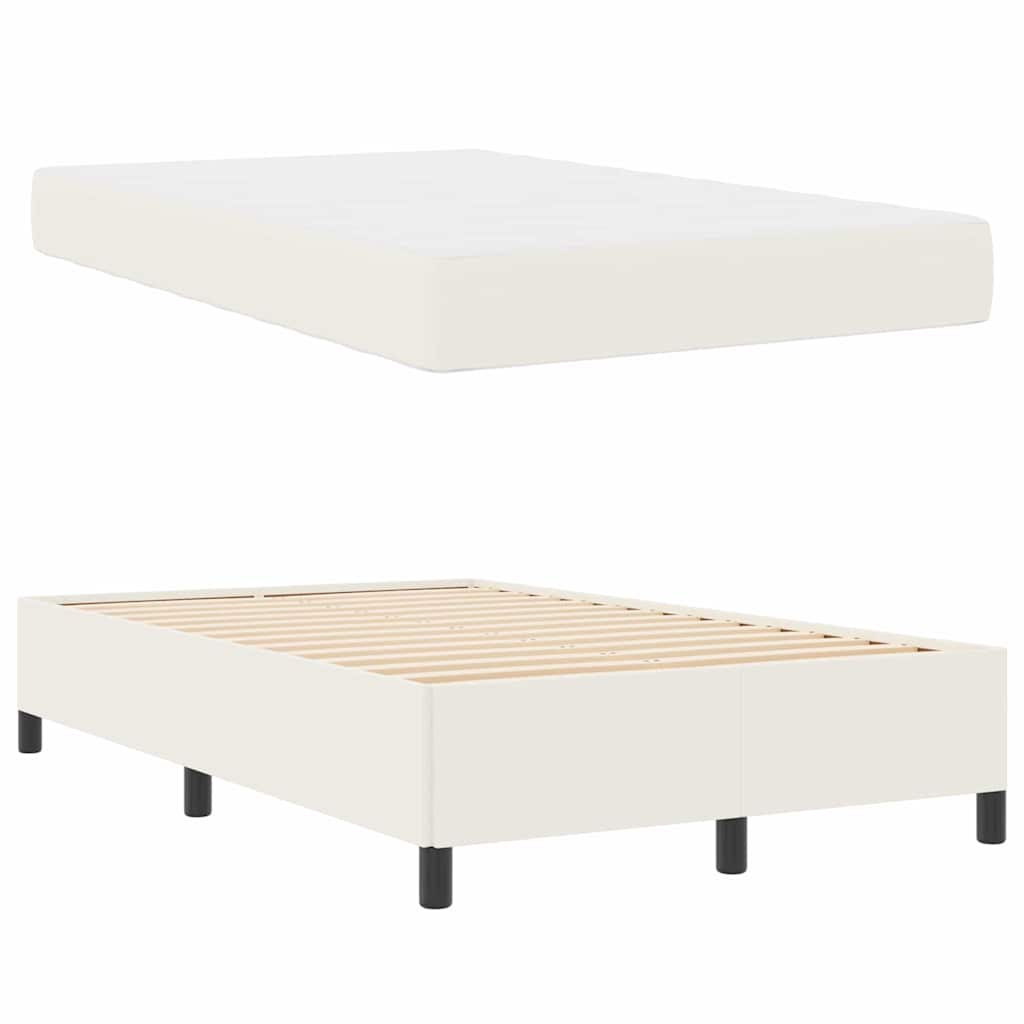 vidaXL Σκελετός Κρεβατιού με στρώμα Κρεμ 120 x 190 cm ύφασμα