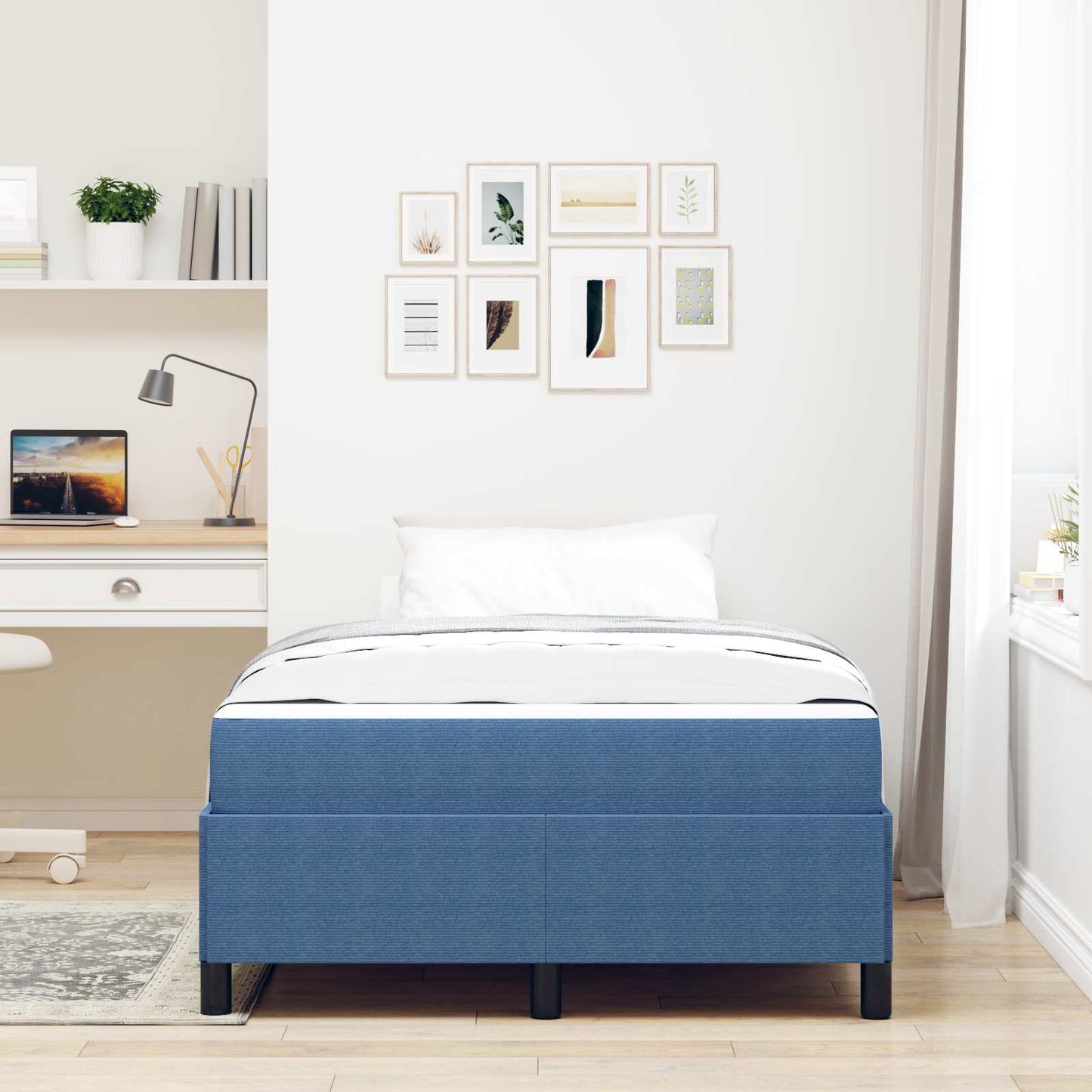 vidaXL Σκελετός Κρεβατιού με στρώμα Μπλε 120 x 200 cm ύφασμα