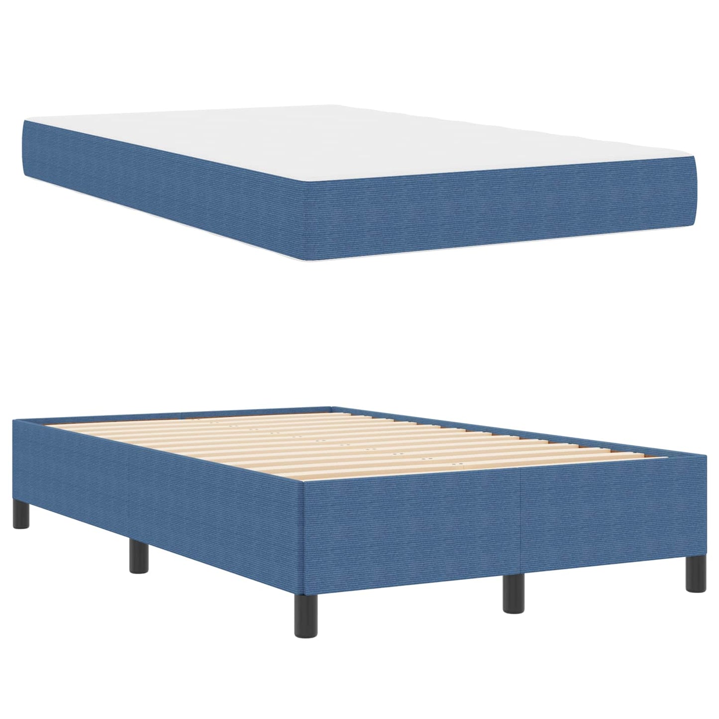 vidaXL Σκελετός Κρεβατιού με στρώμα Μπλε 120 x 200 cm ύφασμα