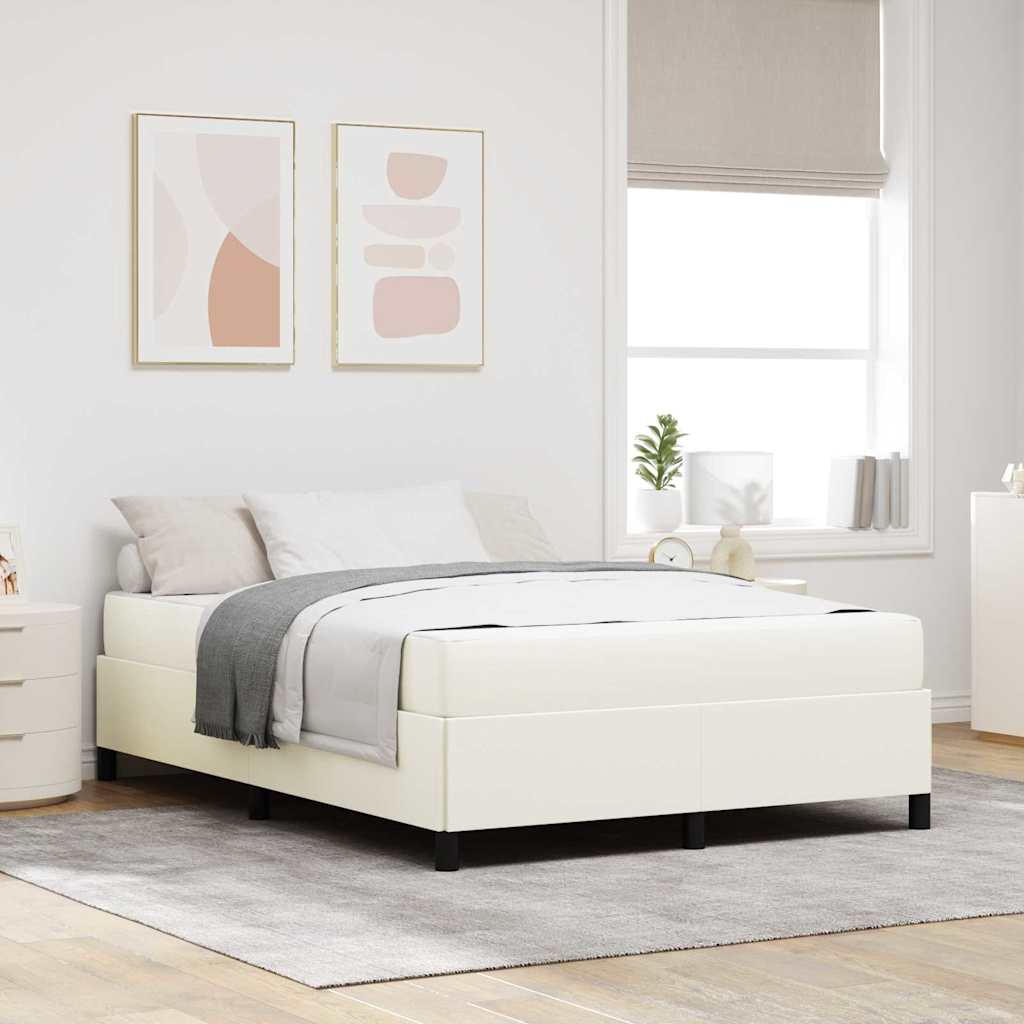 vidaXL Σκελετός Κρεβατιού με στρώμα Κρεμ 140 x 190 cm ύφασμα