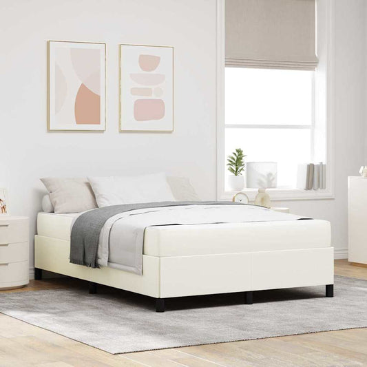 vidaXL Σκελετός Κρεβατιού με στρώμα Κρεμ 140 x 190 cm ύφασμα