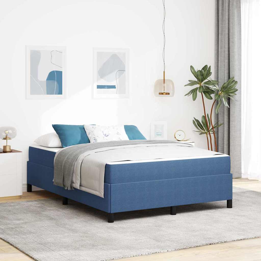vidaXL Σκελετός Κρεβατιού με στρώμα Μπλε 140 x 190 cm ύφασμα