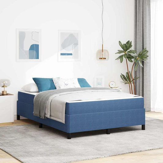 vidaXL Σκελετός Κρεβατιού με στρώμα Μπλε 140 x 190 cm ύφασμα