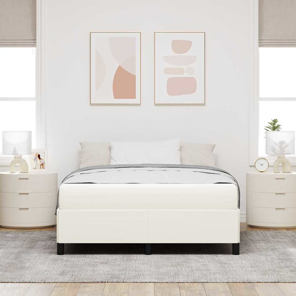 vidaXL Σκελετός Κρεβατιού με στρώμα Κρεμ 140 x 200 cm ύφασμα