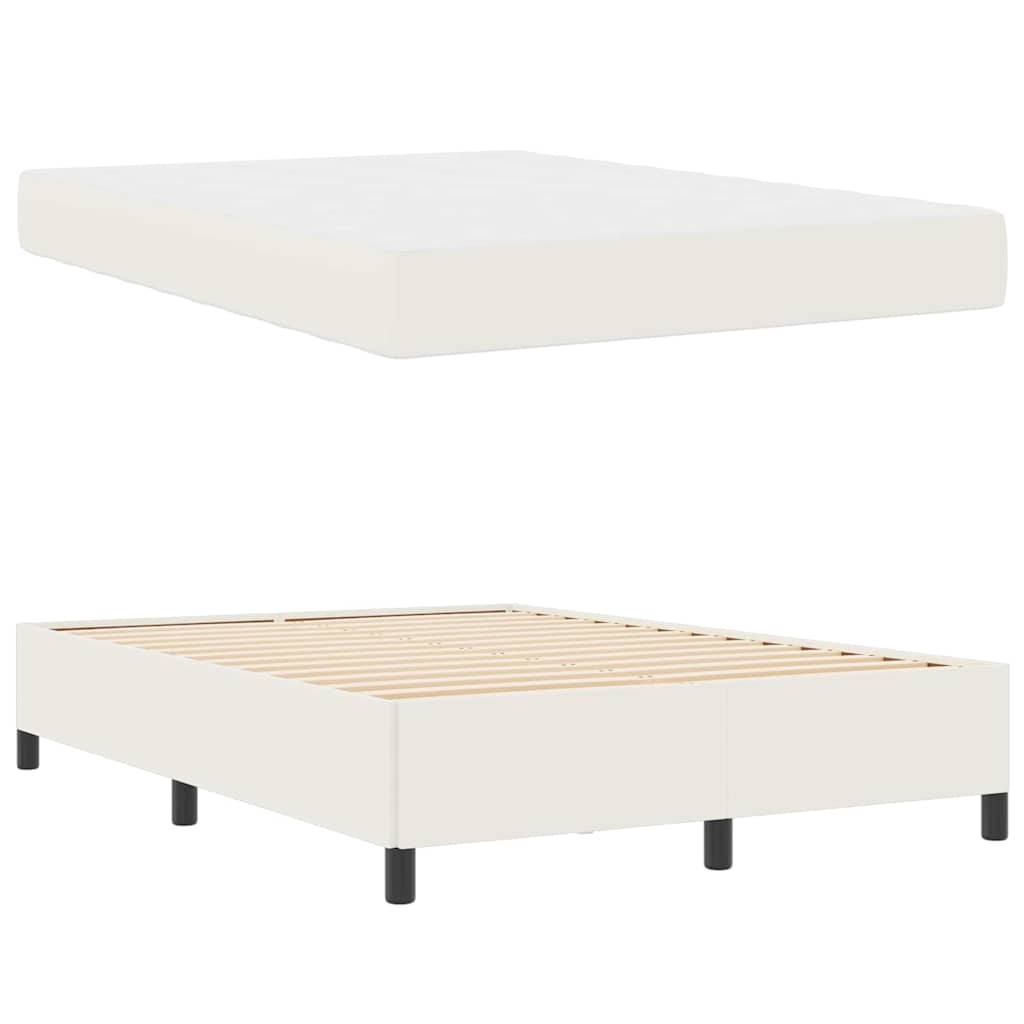 vidaXL Σκελετός Κρεβατιού με στρώμα Κρεμ 140 x 200 cm ύφασμα