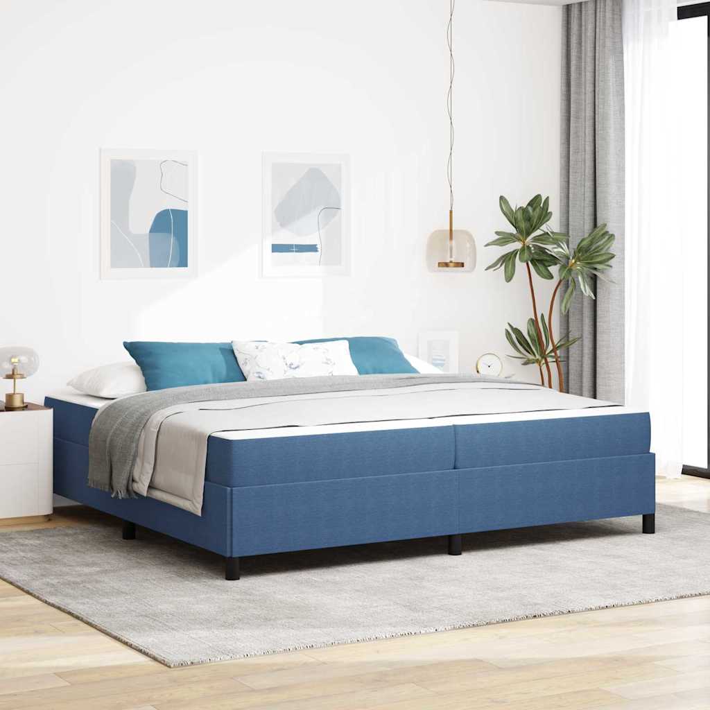 vidaXL Σκελετός Κρεβατιού με στρώμα Μπλε 200 x 200 cm ύφασμα
