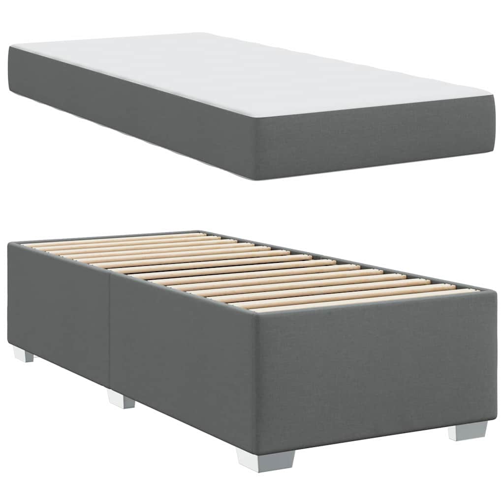 vidaXL Σκελετός Κρεβατιού Σκούρο γκρι 90 x 190 cm ύφασμα