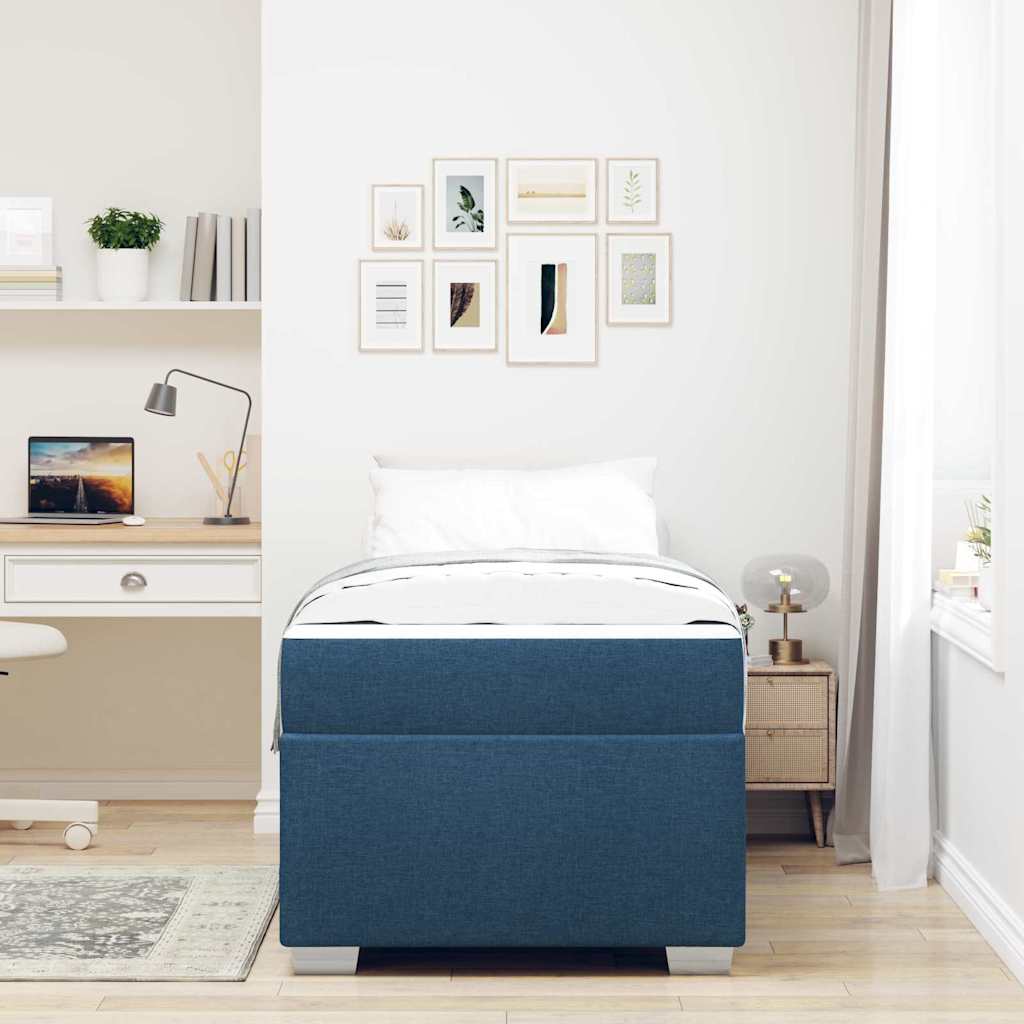 vidaXL Σκελετός Κρεβατιού με στρώμα Μπλε 90 x 190 cm ύφασμα