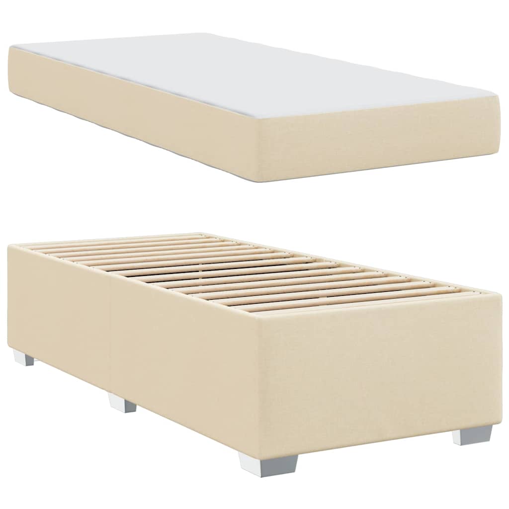 vidaXL Σκελετός Κρεβατιού με στρώμα Κρεμ 90 x 200 cm ύφασμα