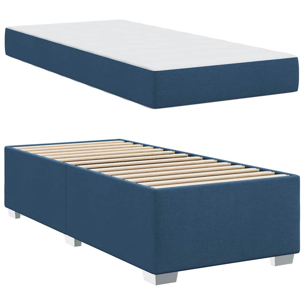 vidaXL Σκελετός Κρεβατιού με στρώμα Μπλε 100 x 200 cm ύφασμα