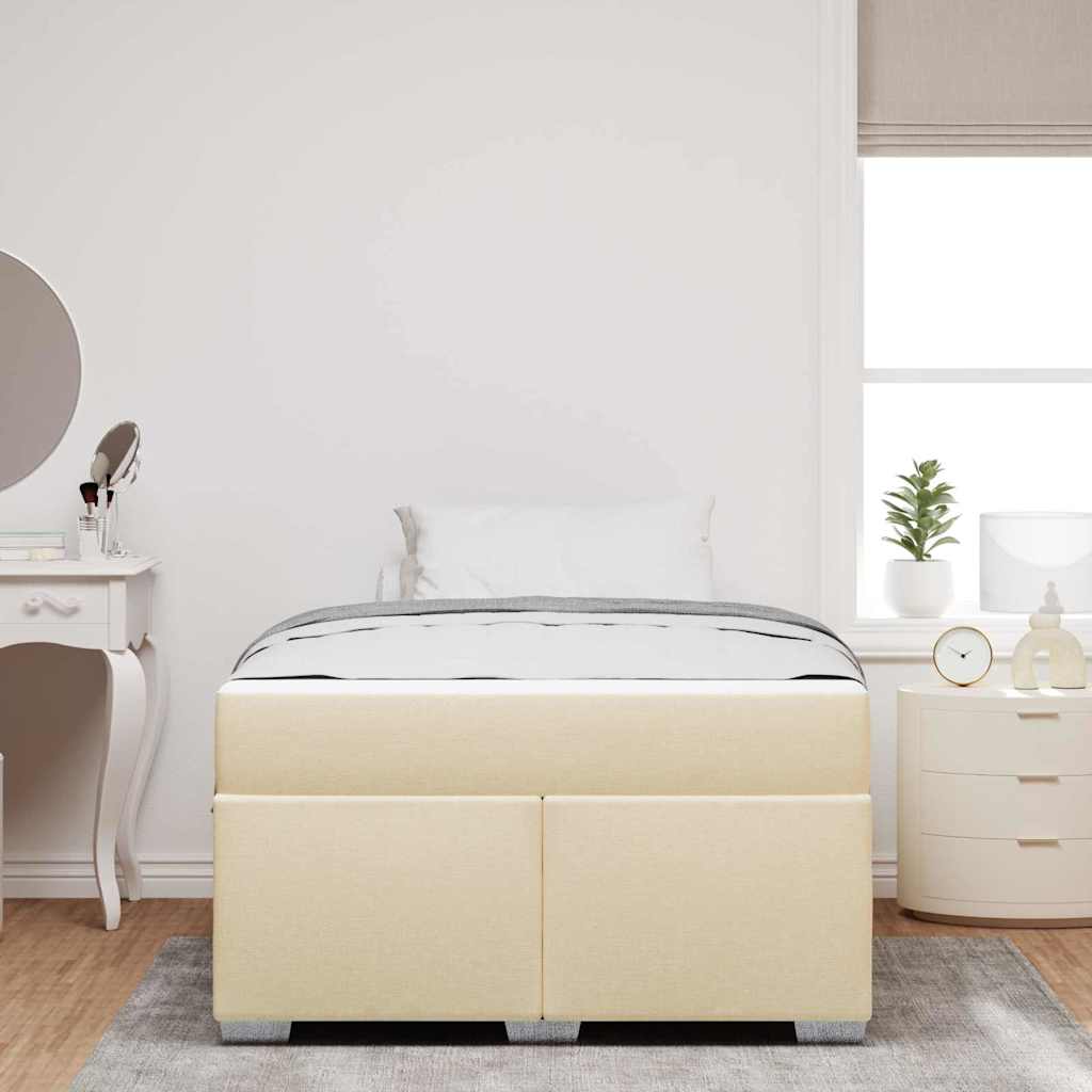 vidaXL Σκελετός Κρεβατιού με στρώμα Κρεμ 120 x 190 cm ύφασμα