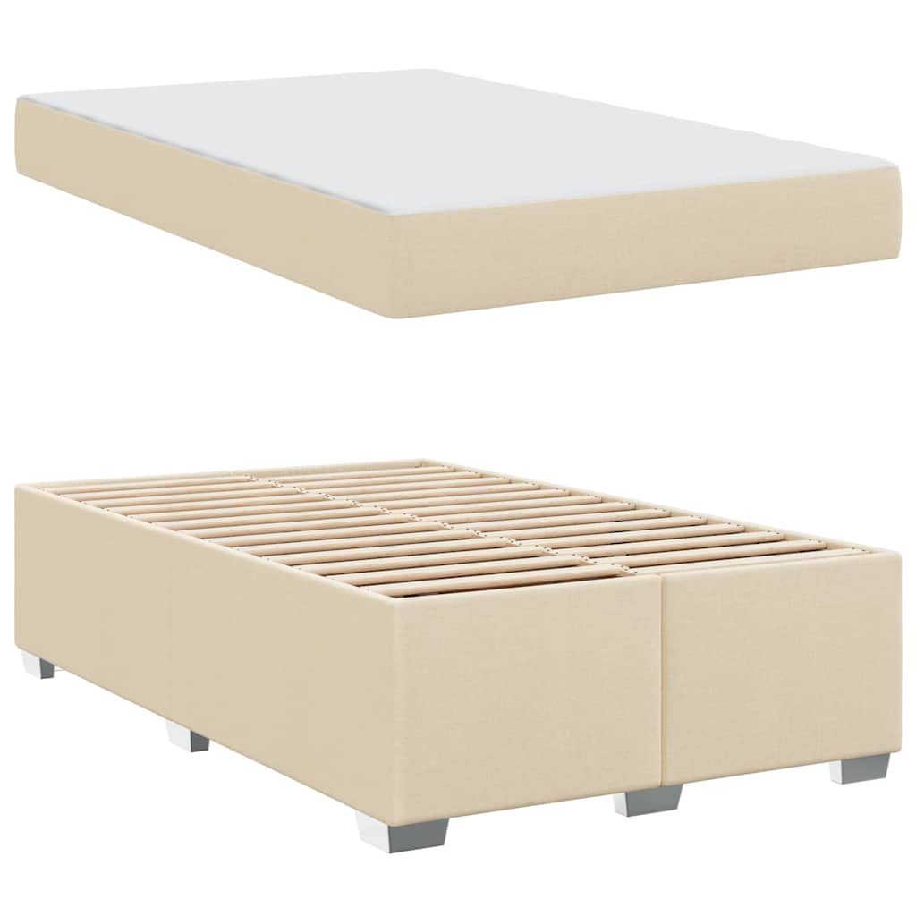 vidaXL Σκελετός Κρεβατιού με στρώμα Κρεμ 120 x 190 cm ύφασμα
