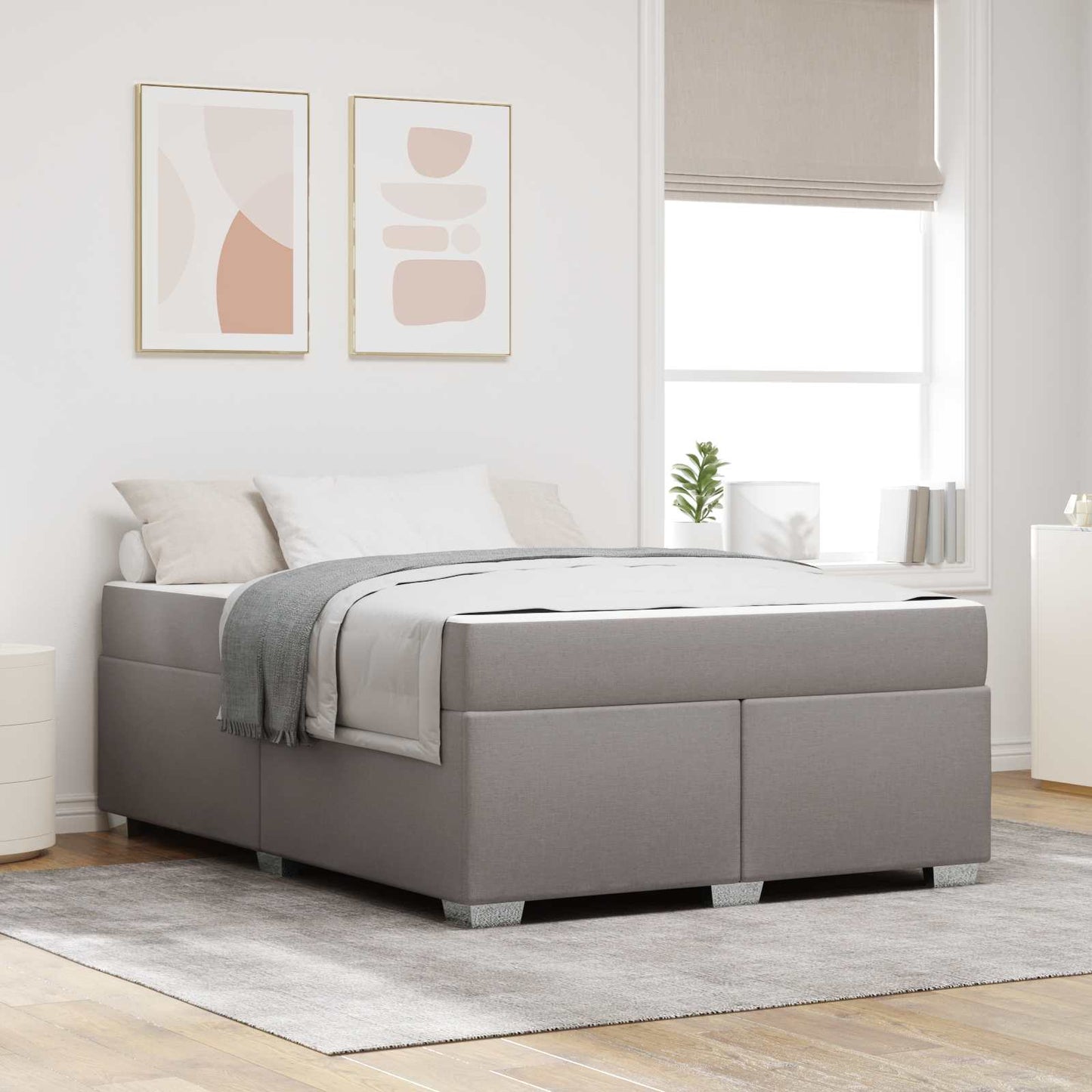 vidaXL Σκελετός Κρεβατιού με στρώμα Taupe 140 x 200 cm ύφασμα