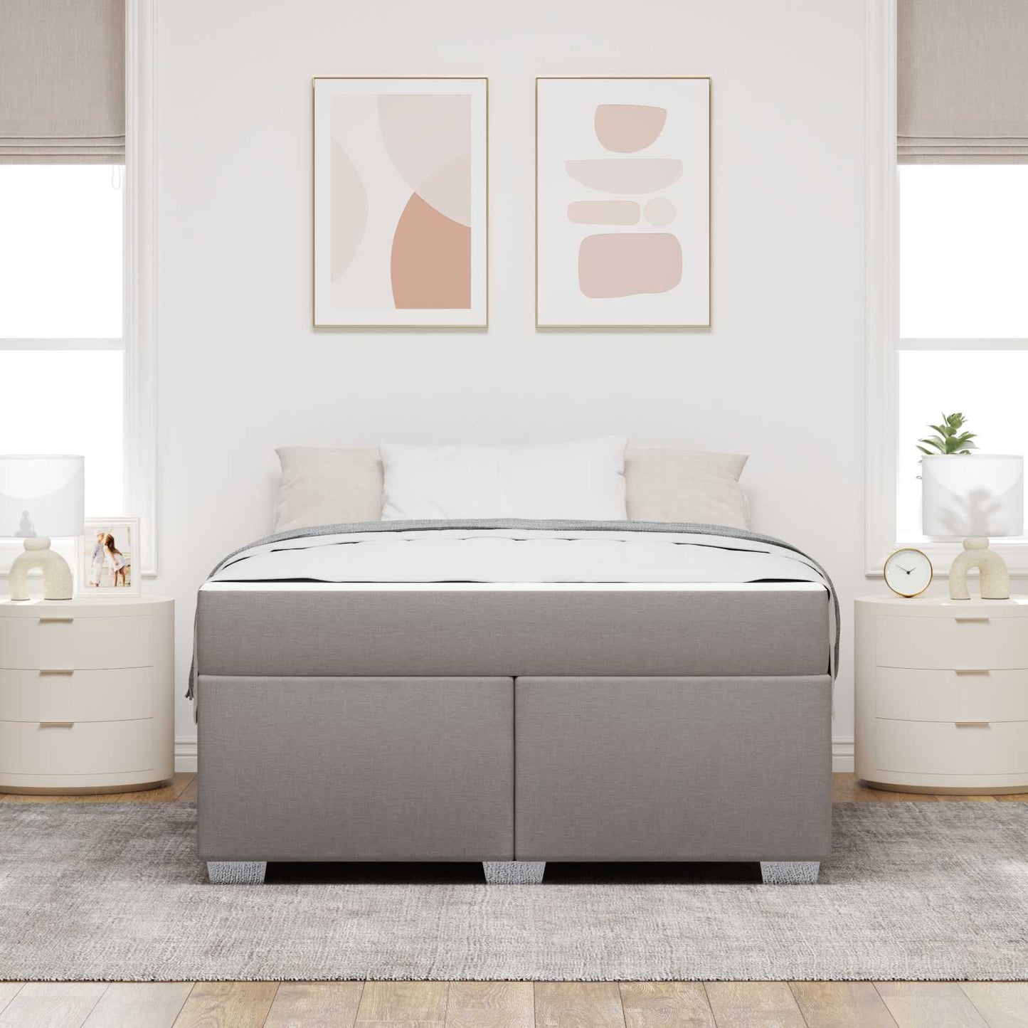 vidaXL Σκελετός Κρεβατιού με στρώμα Taupe 140 x 200 cm ύφασμα