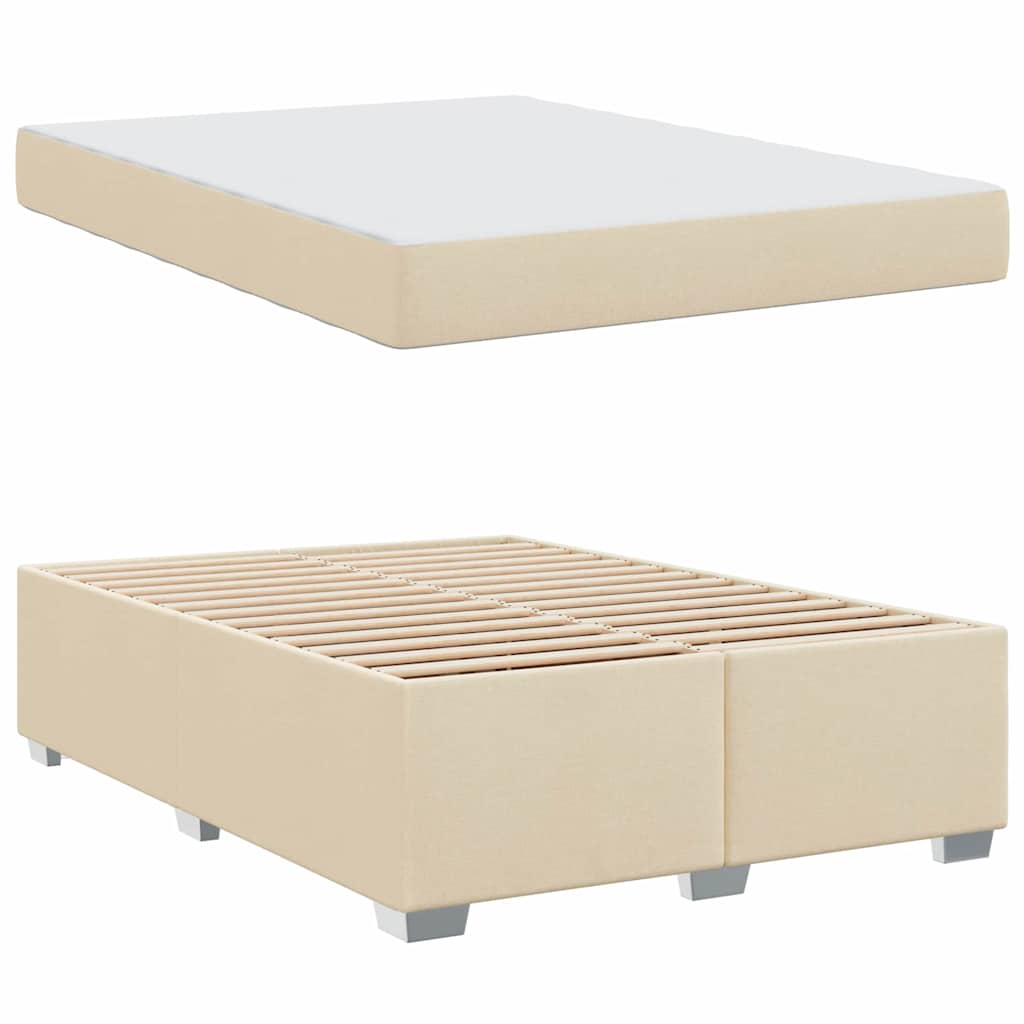vidaXL Σκελετός Κρεβατιού με στρώμα Κρεμ 140 x 200 cm ύφασμα