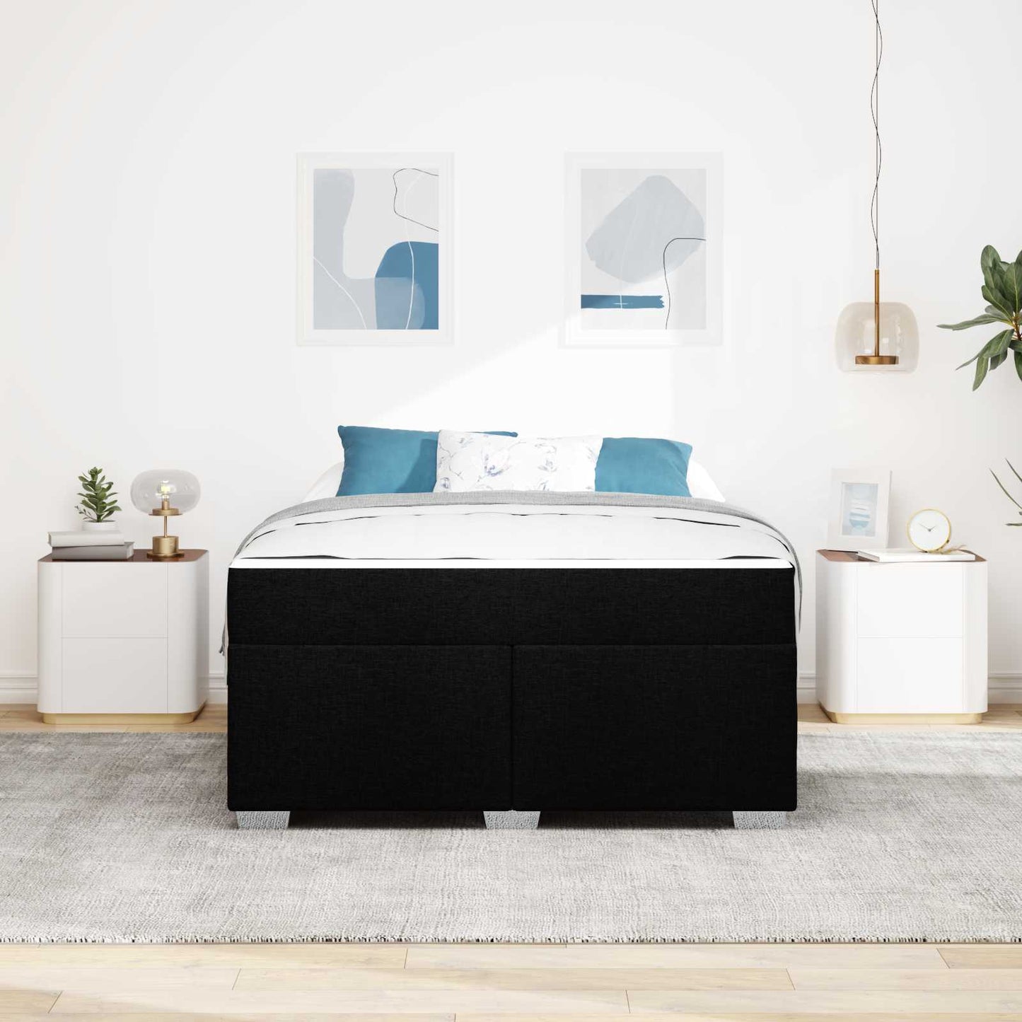 vidaXL Σκελετός Κρεβατιού με στρώμα Μαύρο 160 x 200 cm ύφασμα