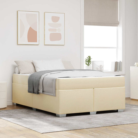 vidaXL Σκελετός Κρεβατιού με στρώμα Κρεμ 160 x 200 cm ύφασμα