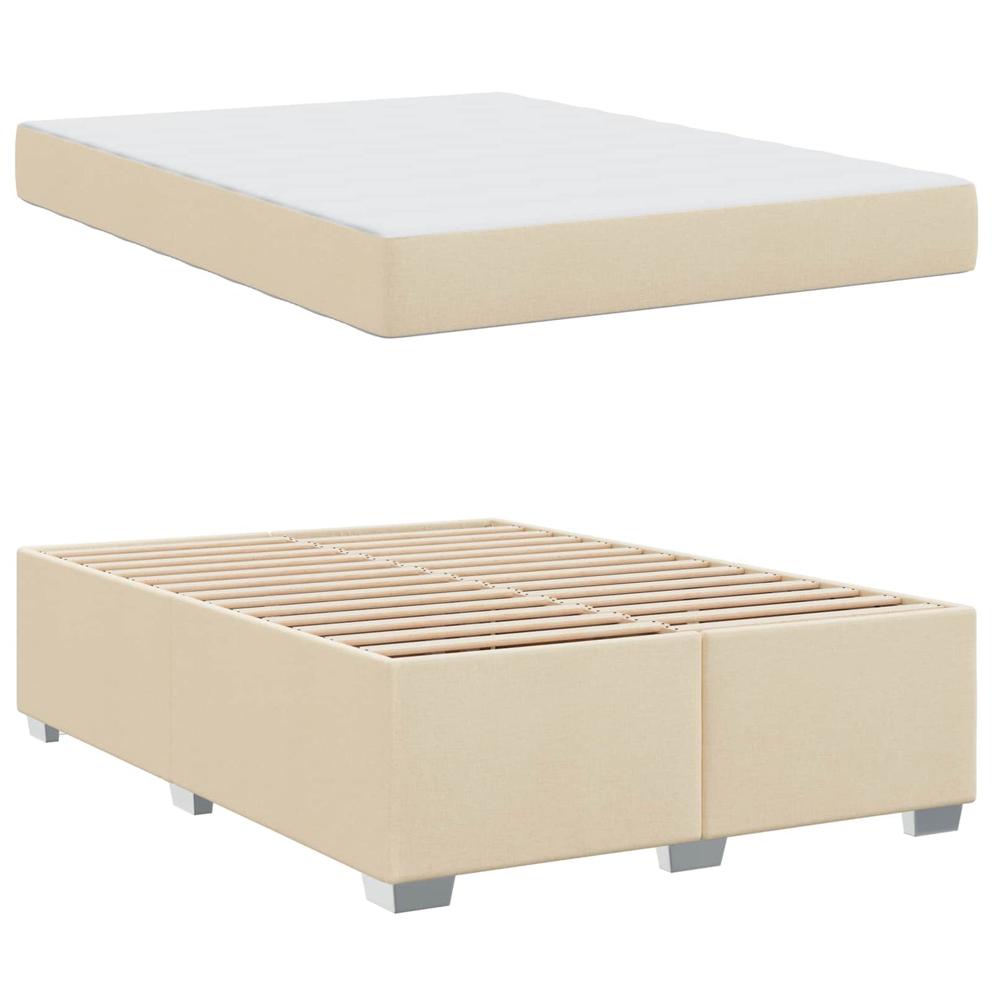 vidaXL Σκελετός Κρεβατιού με στρώμα Κρεμ 160 x 200 cm ύφασμα
