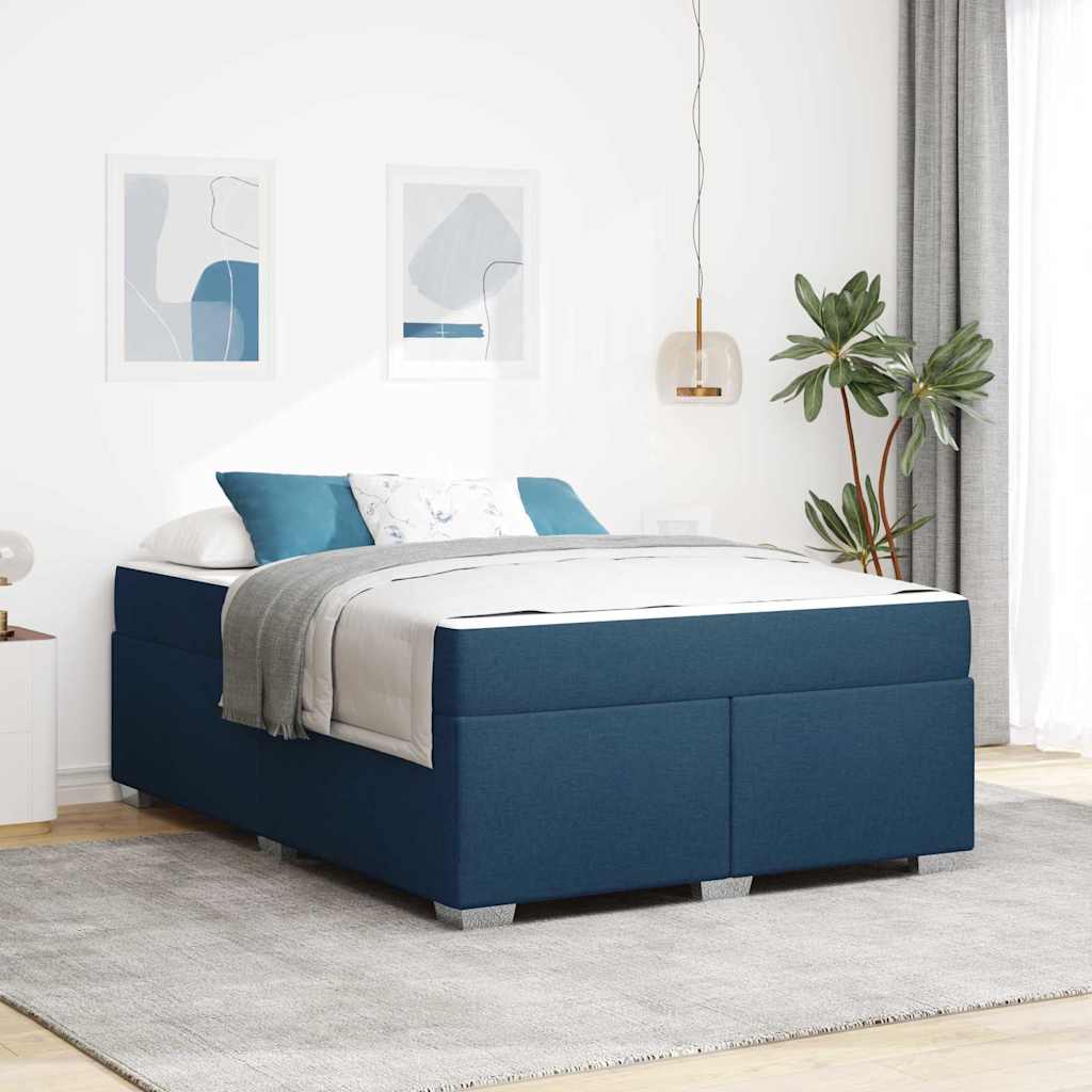vidaXL Σκελετός Κρεβατιού με στρώμα Μπλε 160 x 200 cm ύφασμα