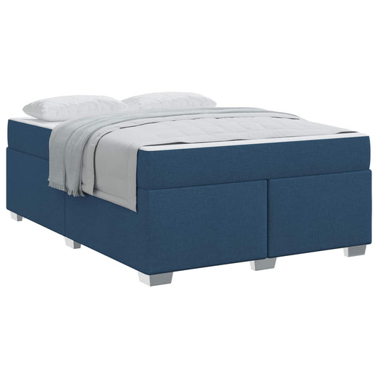vidaXL Σκελετός Κρεβατιού με στρώμα Μπλε 160 x 200 cm ύφασμα