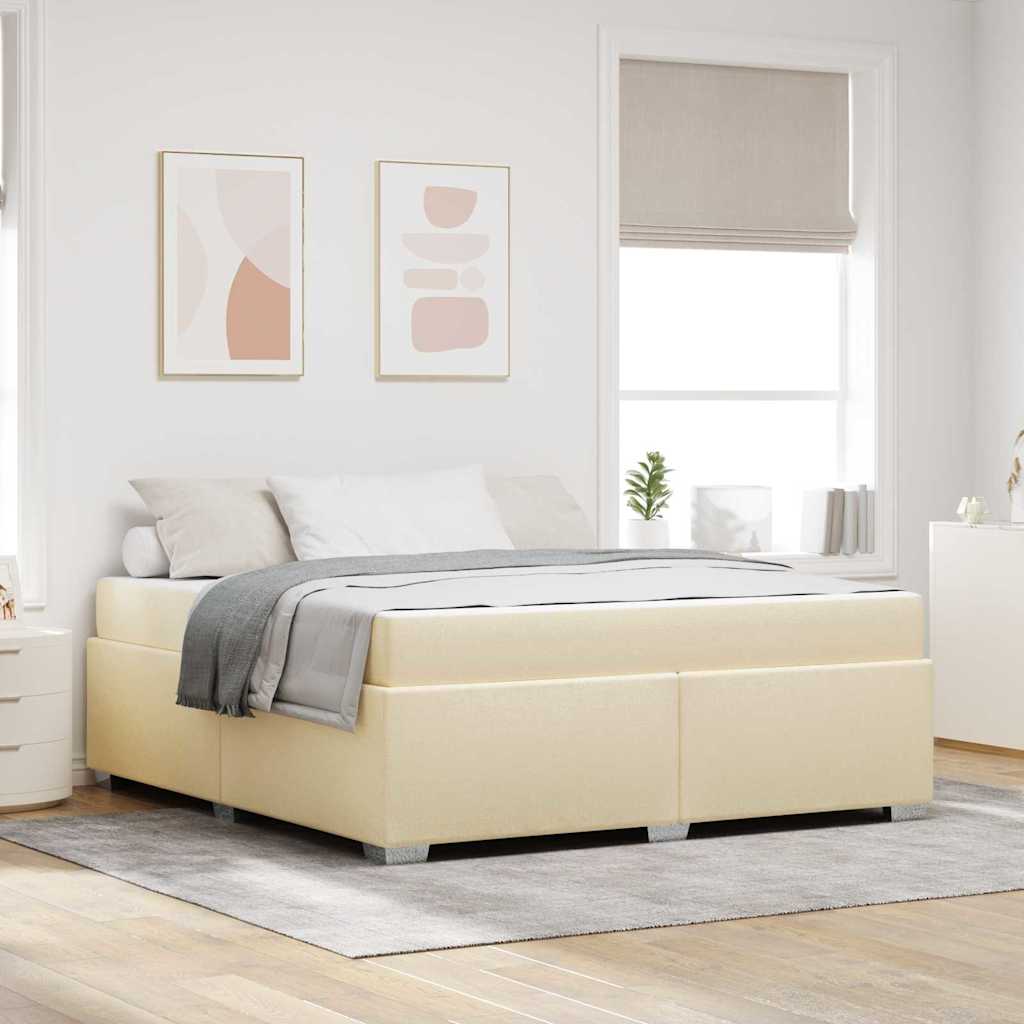 vidaXL Σκελετός Κρεβατιού με στρώμα Κρεμ 180 x 200 cm ύφασμα