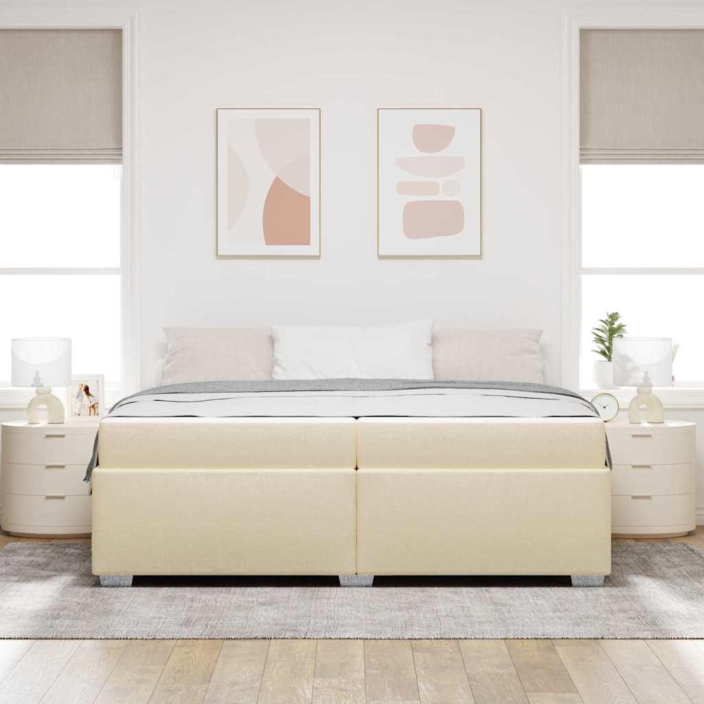 vidaXL Σκελετός Κρεβατιού με στρώμα Κρεμ 200 x 200 cm ύφασμα