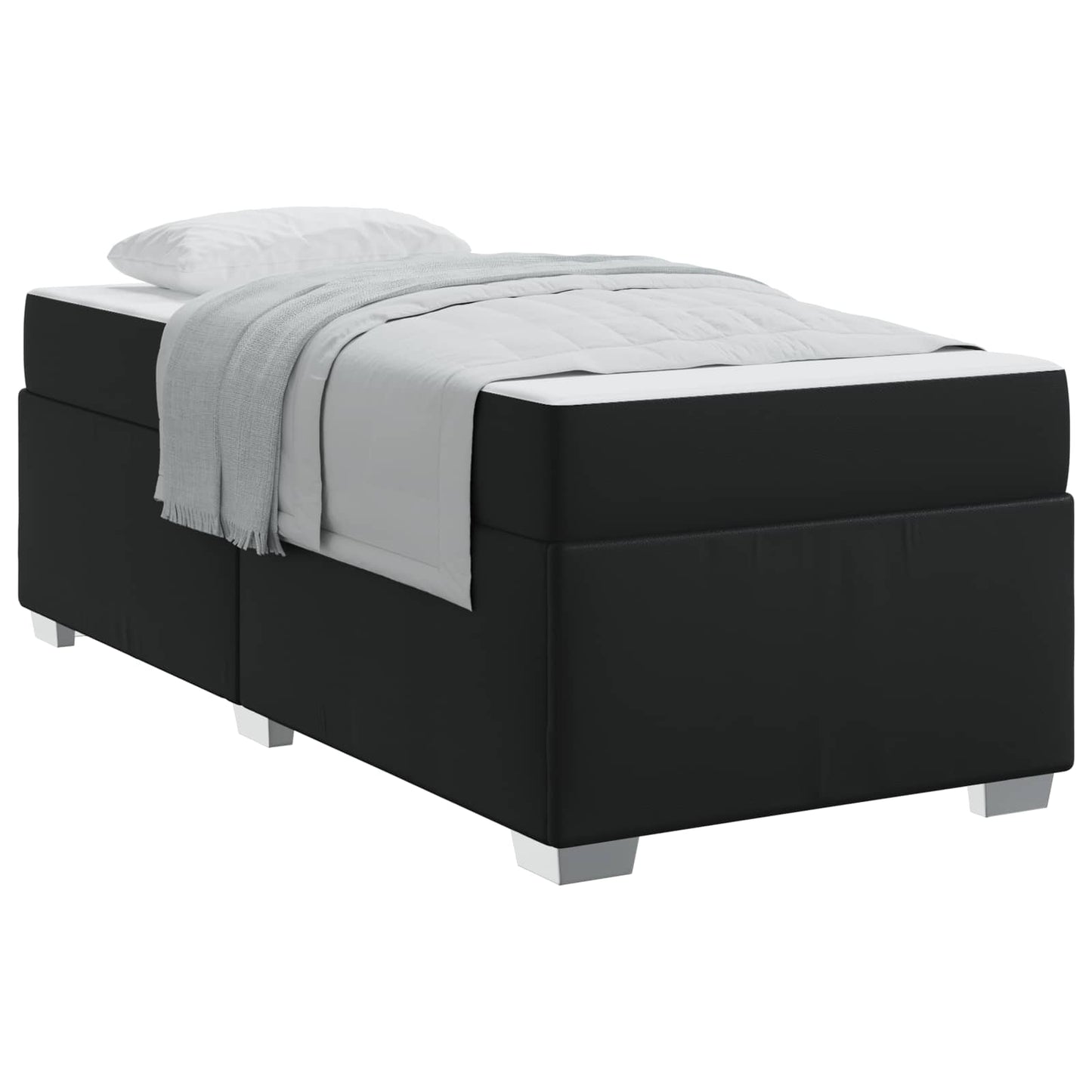 vidaXL Σκελετός Κρεβατιού Μαύρο 90 x 200 cm Τεχνητό δέρμα