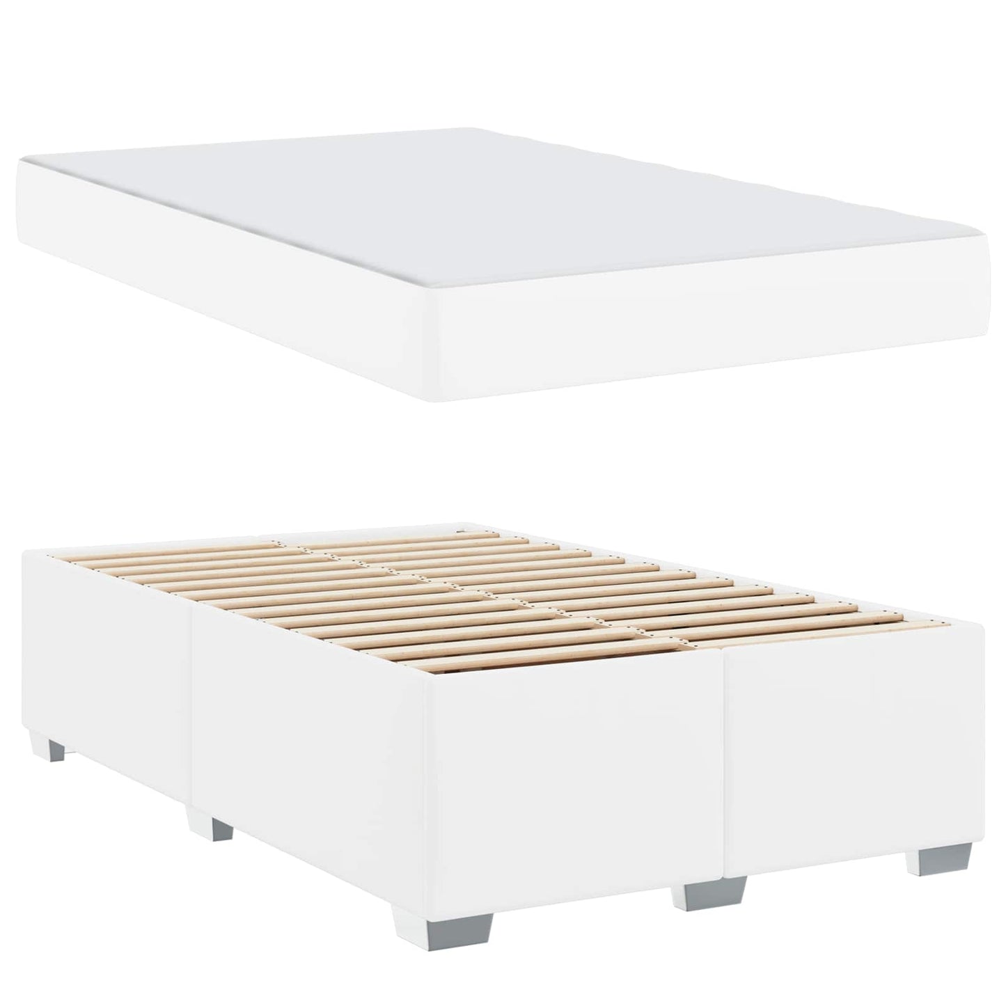vidaXL Σκελετός Κρεβατιού με στρώμα Λευκό 120 x 190 cm ύφασμα