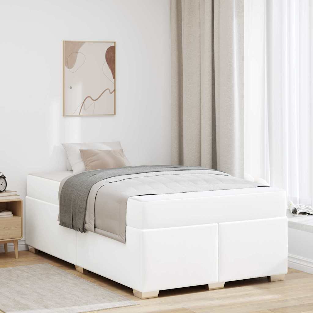vidaXL Σκελετός Κρεβατιού με στρώμα Λευκό 120 x 200 cm ύφασμα