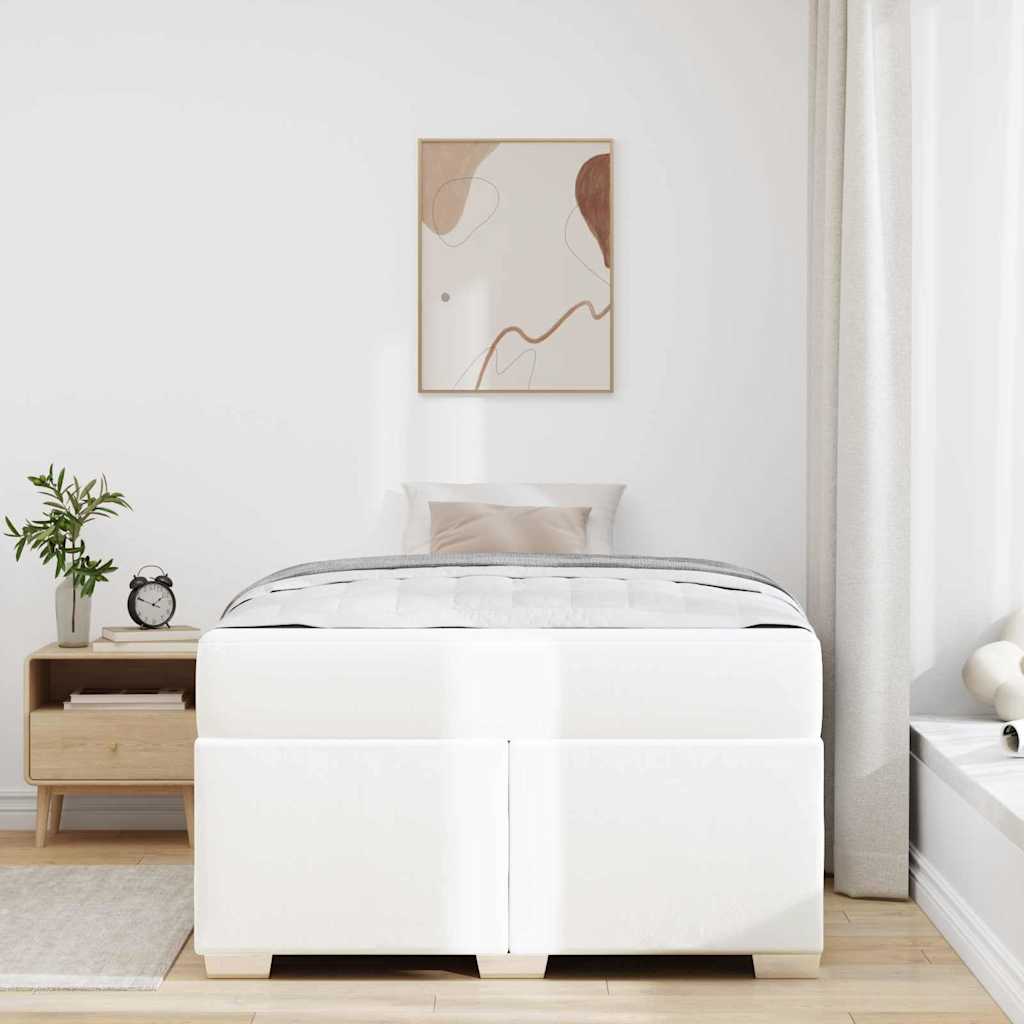 vidaXL Σκελετός Κρεβατιού με στρώμα Λευκό 120 x 200 cm ύφασμα