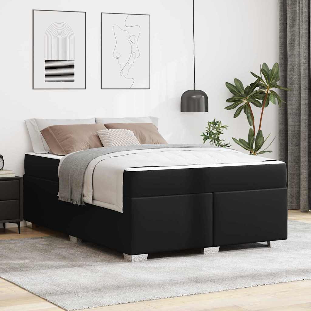 vidaXL Σκελετός Κρεβατιού Μαύρο 140 x 200 cm Τεχνητό δέρμα
